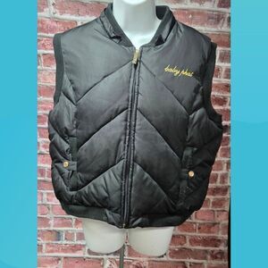 Baby Phat Y2K Black Puffer Vest 2XL Sleeveless Animal Print Lined Zip Up Vintage